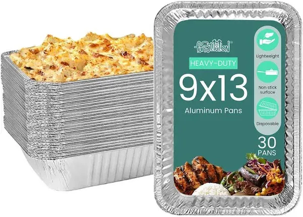  30 Pcs 9&#034; x 13&#034; Disposable Aluminum Pans Foil Containers for Cooking Baking 