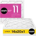 Simply Filters 14x20x1 MERV 11, MPR 1000, AC Furnace HVAC Air Filter (6 Pack)