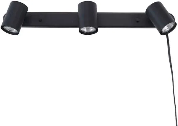 Globe Electric 59467 3-Light Plug-in Track Lighting, Matte Black, Bulb Not Included