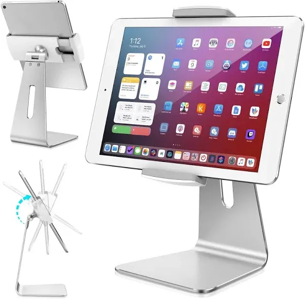 AboveTEK Elegant Tablet Stand, Aluminum iPad Stand Holder, Desktop Kiosk POS for