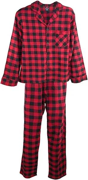 Hanes Men's 100% Cotton Flannel Plaid Pajama Top and Pant Set