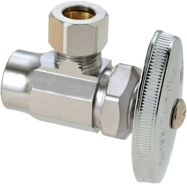 BrassCraft 1/2 in. Nominal Sweat Inlet x 3/8 in. O.D. Compression Outlet Brass Multi-Turn Angle Valve in Chrome