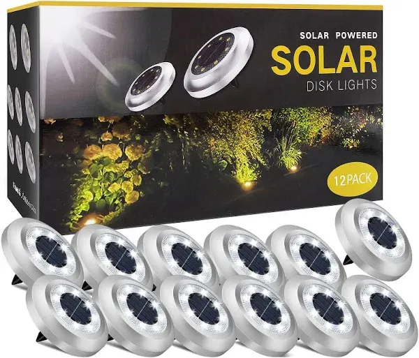 Solar Outdoor Lights，12 Pack Deck Lights Solar Powered - Outdoor Solar Ground Lights for Landscape， Lawn， Steps Decks， Pathway Yard Stairs Fences， Garden Decorations, (Bright White)