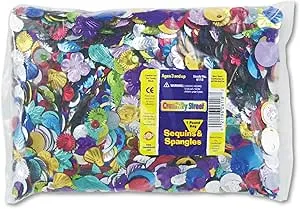 Creativity Street 6118 Sequins & Spangles Classroom Pack, Assorted Metallic Colors, 1 lb/Pack