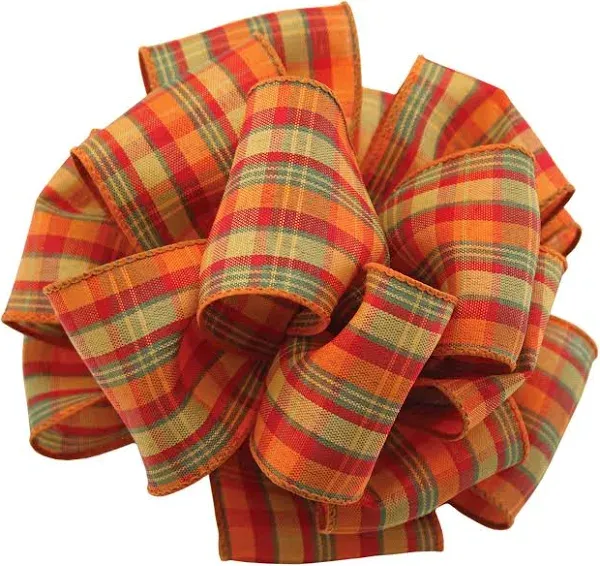 Berwick Offray DWI Cider Plaid Ribbon-2-1/2 Wide X 50 Yards-Orange Ribbon