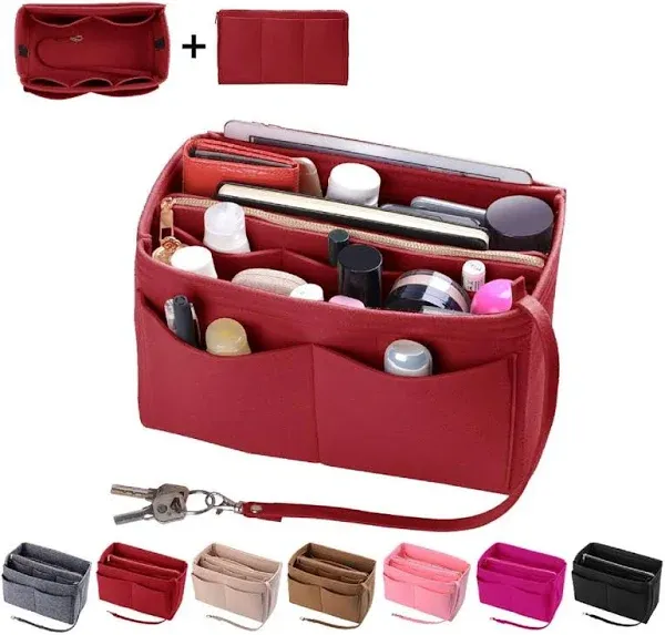 ZTUJO Purse Organizer Insert, Felt Bag Organizer with Metal Zipper, Handbag & Tote Shaper, For Speedy Neverfull Tote, 7 Sizes