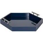 Lipton Modern Hexagon Tray, 18 X 18, Navy Blue and Silver, Decorative Tray for S