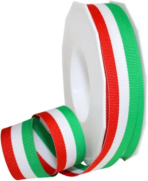 Morex Ribbon Polyester Grosgrain Striped Decorative Ribbon, Rainbow