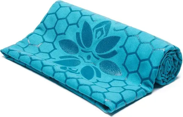 Clever Yoga Mat Towel Non-Slip for Hot Yoga. Grippy Double Large, Turquoise 