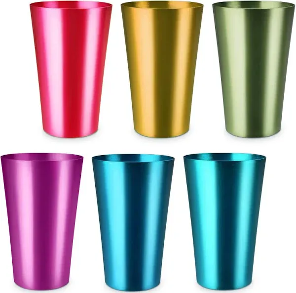 FREE SHIPPING! 6pcs Colored Metal Cups - Aluminum Tumblers 15.2 Oz Travel Cups