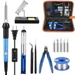 Soldering Iron Kit, Adjustable Temperature 13-in-1 60W Soldering Tool, Solder...