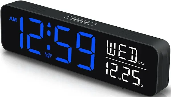 Peakeep Large Display Digital Alarm Clock for Bedrooms, Desk Table Clocks for Living Room Office, Loud for Heavy Sleepers Adults, Dimmable Plug in Electric Clock with Date Day of Week Temp Auto DST