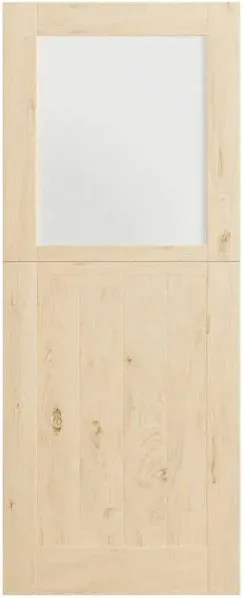 Interior Dutch Door, 32" x 80", Half Frosted Glass Split Single Door Slab, Modern Style Farmhouse Closet Door, Natural Pine Wood(Not Include Door Hinges)