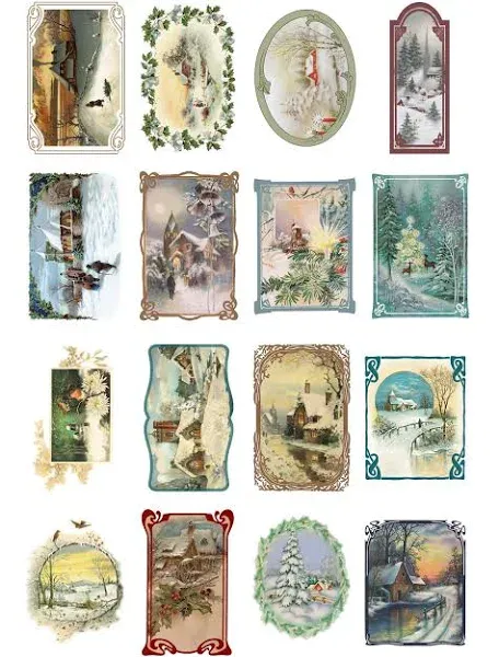 Decoupage Paper Pack (10sheets A4 / 8"x12") Christmas Winter landscapes FLONZ Vintage Ephemera