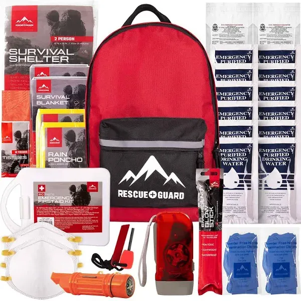 4 person RESCUE+GUARD 351 PIECE  SURVIVAL PACK 3 day emergency backpack Level 2