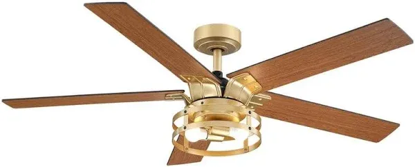 Parrot Uncle 52" Prayag Industrial Downrod Mount Reversible Ceiling Fan with Lighting and Remote Control