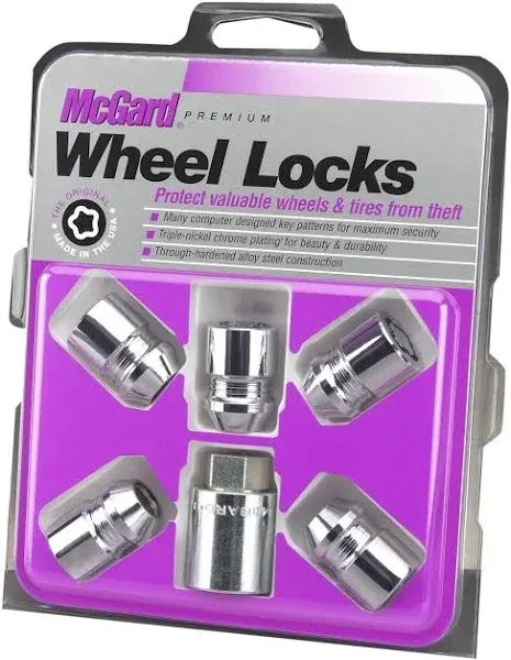 McGard Wheel Lock Nut Set - 5pk. (Cone Seat) M12X1.25 / 13/16 Hex / 1.28in. Length - Chrome