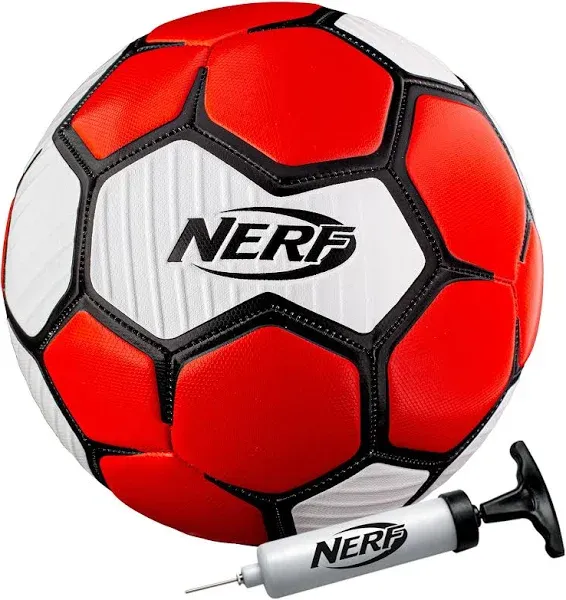 NERF Proshot Kids Soccer Balls - Size 3, 4 + 5 Indoor + Outdoor Youth Soccer Balls + Air Pump Set