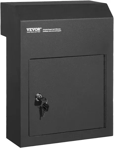 VEVOR Through The Door Key Drop Box, Heavy Duty Steel Through The Door Mailbox with 1.8" 12" Key Lock, 12x6x16 Mail Drop Box, Black