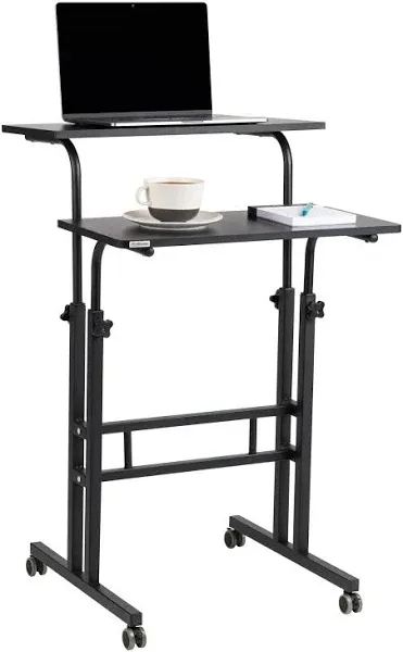 Mind Reader Mobile Sitting, Standing Desk, Black