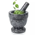 Mortar and Pestle Set -Black, Solid 4 inch Heavy Granite Molcajete Stone Grinder