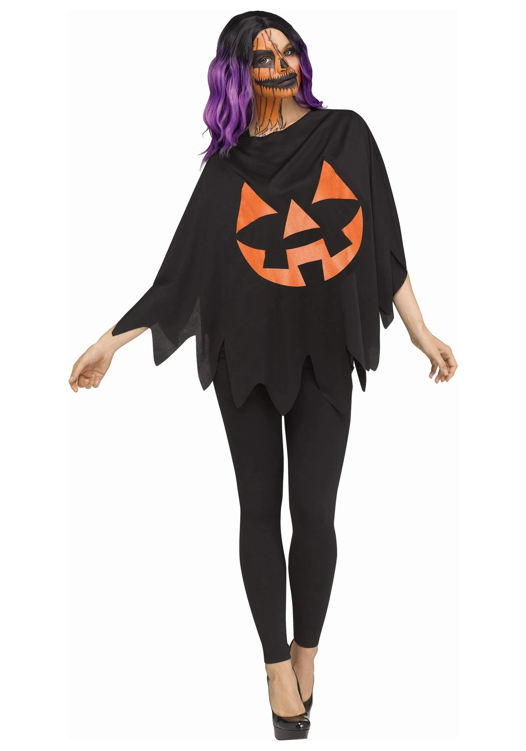 Fun World Costumes Adult's Jack-O-Lantern Poncho