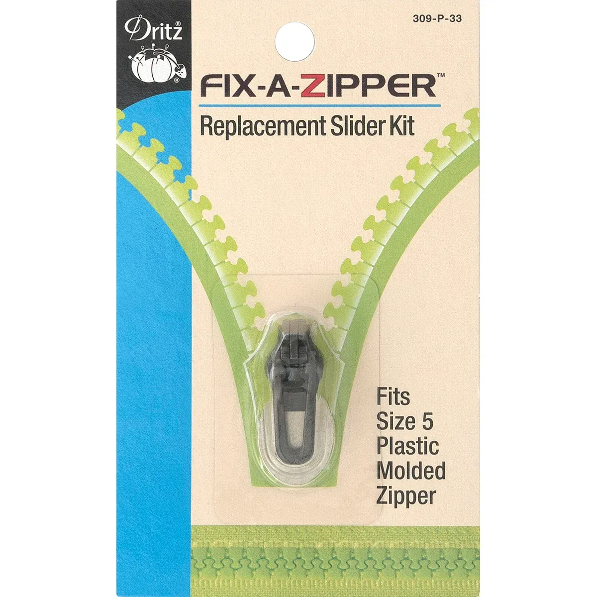 Dritz Fix-A-Zipper Replacement Slider Kit for Plastic Zippers