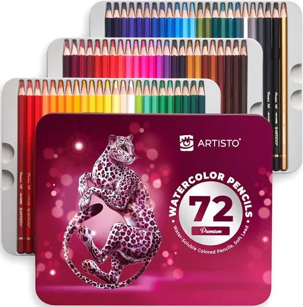 Artisto Premium Watercolor Pencils Set of 72 Quality 3.5mm Soft Core Leads