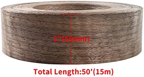 Walnut Wood Veneer Roll, 3/4”×50’ Plywood Edge Banding 3/4”×50’, Brown 