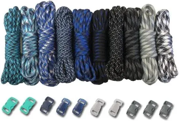 PARACORD PLANET 550lb Type III Paracord Combo Crafting Kits with Buckles