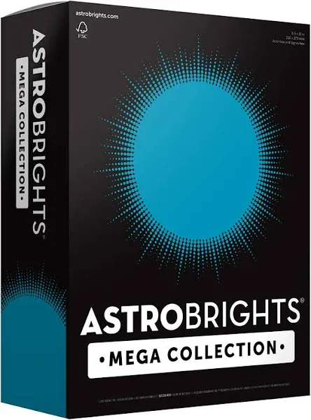 Astrobrights Mega Collection, Colored Paper, Bright Blue, 625 Sheets, 24 lb/89 gsm, 8.5" x 11" - MORE SHEETS! (91621)