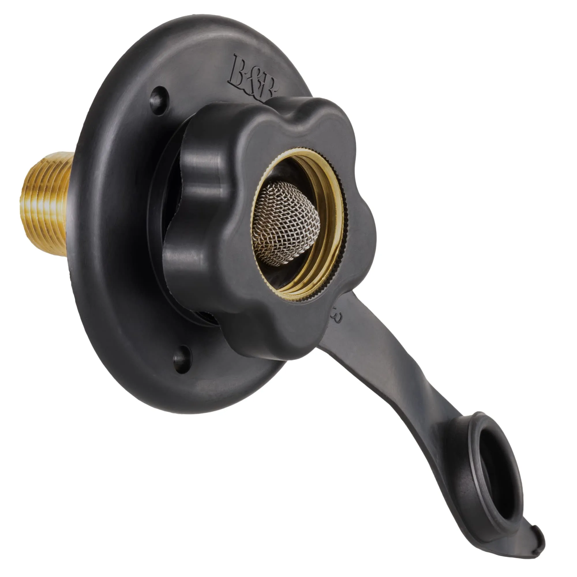 RecPro RV City Water Fill Inlet | Black | Optional Hose Elbow and or Gasket Seal | Flange Brass with Check Valve | Camper | Trailer | Marine (with Hose Elbow, with Seal)