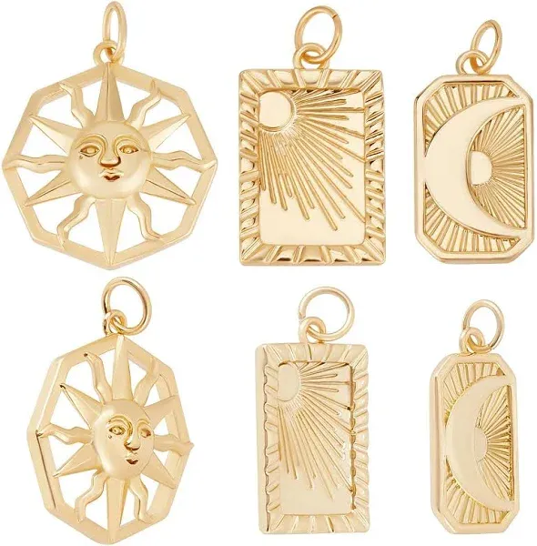 NBEADS 9pcs 3 Style Rack Plating Brass Pendants