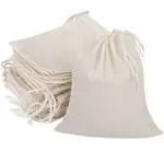 20 PCS Reusable Cotton Drawstring Muslin Bag Natural Unbleached Cotton Strain...