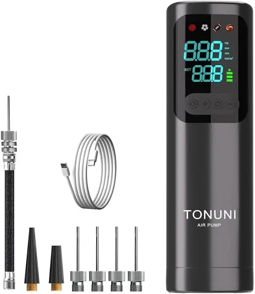 Tonuni Electric Ball Pump,Portable Air Pump Ball Pump Inflator Needles with Digital Gauge for Basketball Football Soccer Ball Beach Sports Exercise B