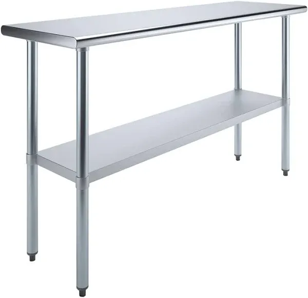 AmGood 18" X 60" Stainless Steel Work Table | Metal Kitchen Food Prep Table | NSF