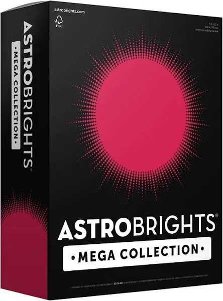 Astrobrights Mega Collection, Colored Paper, Bright Red, 625 Sheets, 24 lb/89 gsm, 8.5" x 11"-MORE SHEETS! (91620)