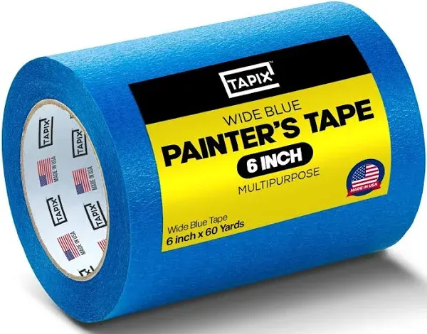 Wide Blue Painters Tape, 6 inch x 60 yards, 3D Printing Tape, Easy clean remo...