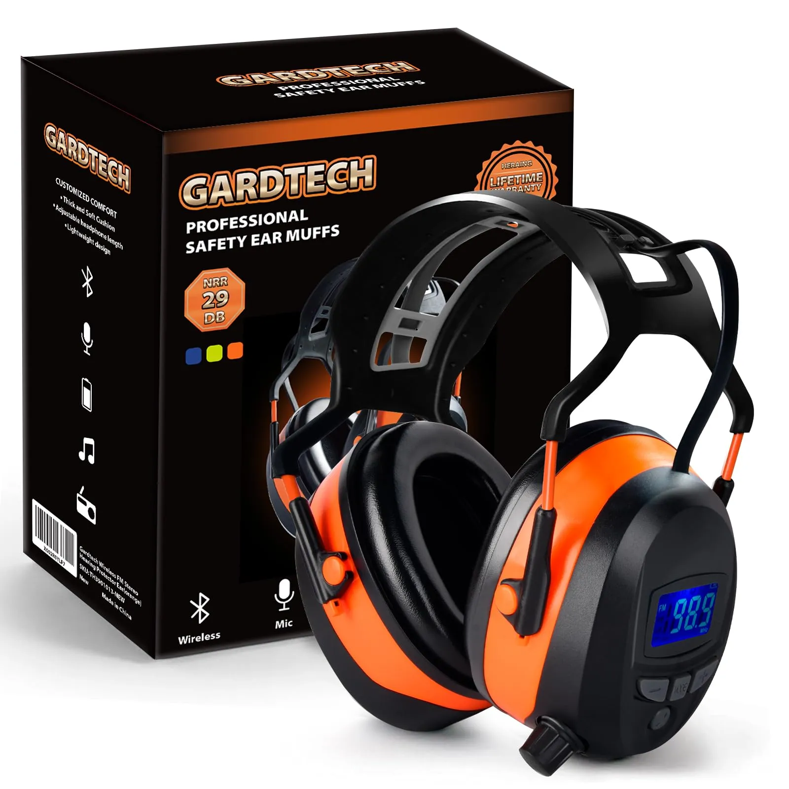 Gardtech Noise Cancelling Headphones with Bluetooth MP3 FM Radio, Nrr 29dB