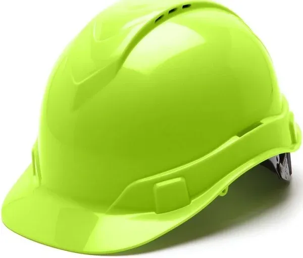 Pyramex Ridgeline Cap Style Hard Hat 4 Point Ratchet Hi-Vis Lime