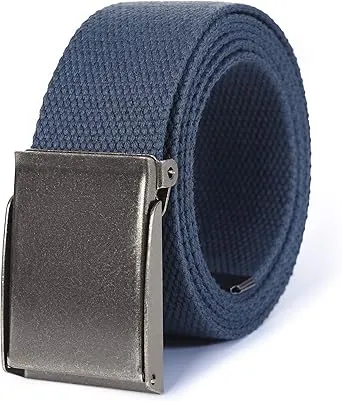 Mile High Life Canvas Web Belt | Cut to Fit Up to 52" | Flip-Top Matte Silver Nickel Buckle 12 Colors