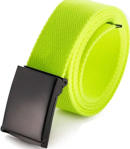 Mile High Life Canvas Web Belt | Cut to Fit Up to 52" | Flip-Top Matte Silver Nickel Buckle 12 Colors