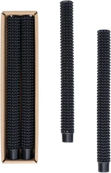 Set of 2 Black Hobnail Taper Candles