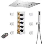 Mondawe Luxury 4-Way Thermostatic Shower System with LED and Music Player