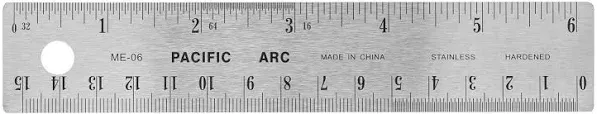 Stainless Steel 15 Inch Metal Ruler Non-Slip Rubber Back, with Inch and Metric Graduations