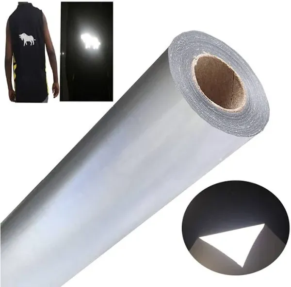 Heat Transfer Vinyl Reflective Light Gray HTV Roll, 12&#034; x 10ft Reflective Iro...