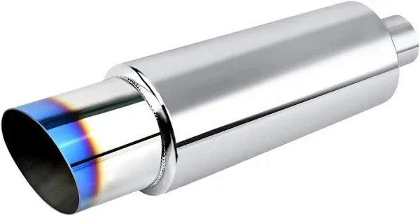 EVIL ENERGY Exhaust Muffler,Stainless Steel Exhaust Tip,Universal 15" Length (Burnt,2" Inlet 3" Outlet)