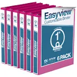 EasyView Premium 1-Inch Binders with Clear-View Covers, 3-Ring Binders for School, Office, or Home, Colored Binder Notebooks, Pack of 6, Round Ring, Gray