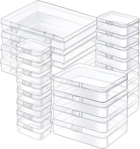 Mauproy 24 Pack Small Plastic Storage Containers with 4 Sizes (24Pcs), clear 