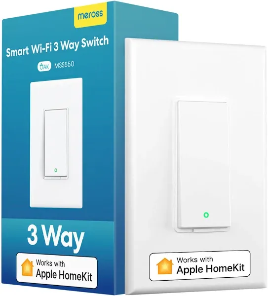 Meross 3 Way Smart Switch, Smart Light Switch Compatible with Apple Homekit, Sir